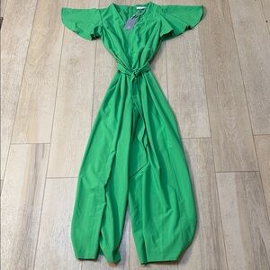 Preston & York Green Wide Leg Jumpsuit Tie Waist Size 8 NWT